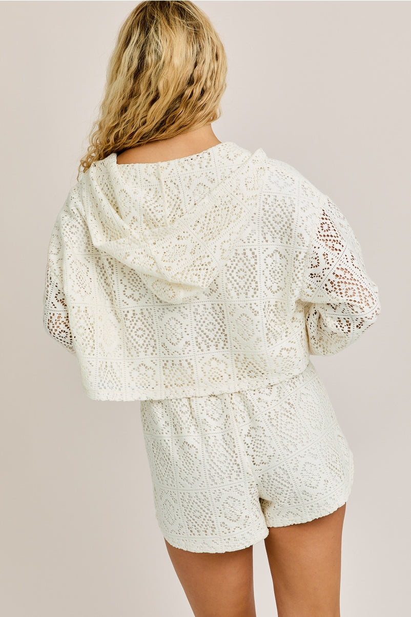 Cream Crochet Short Set
