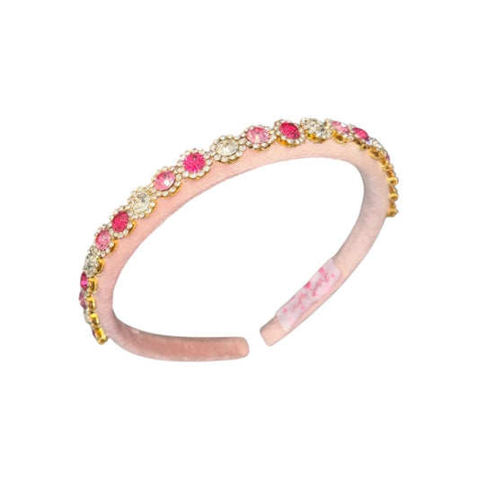 Pink Velvet Gemstone Headband