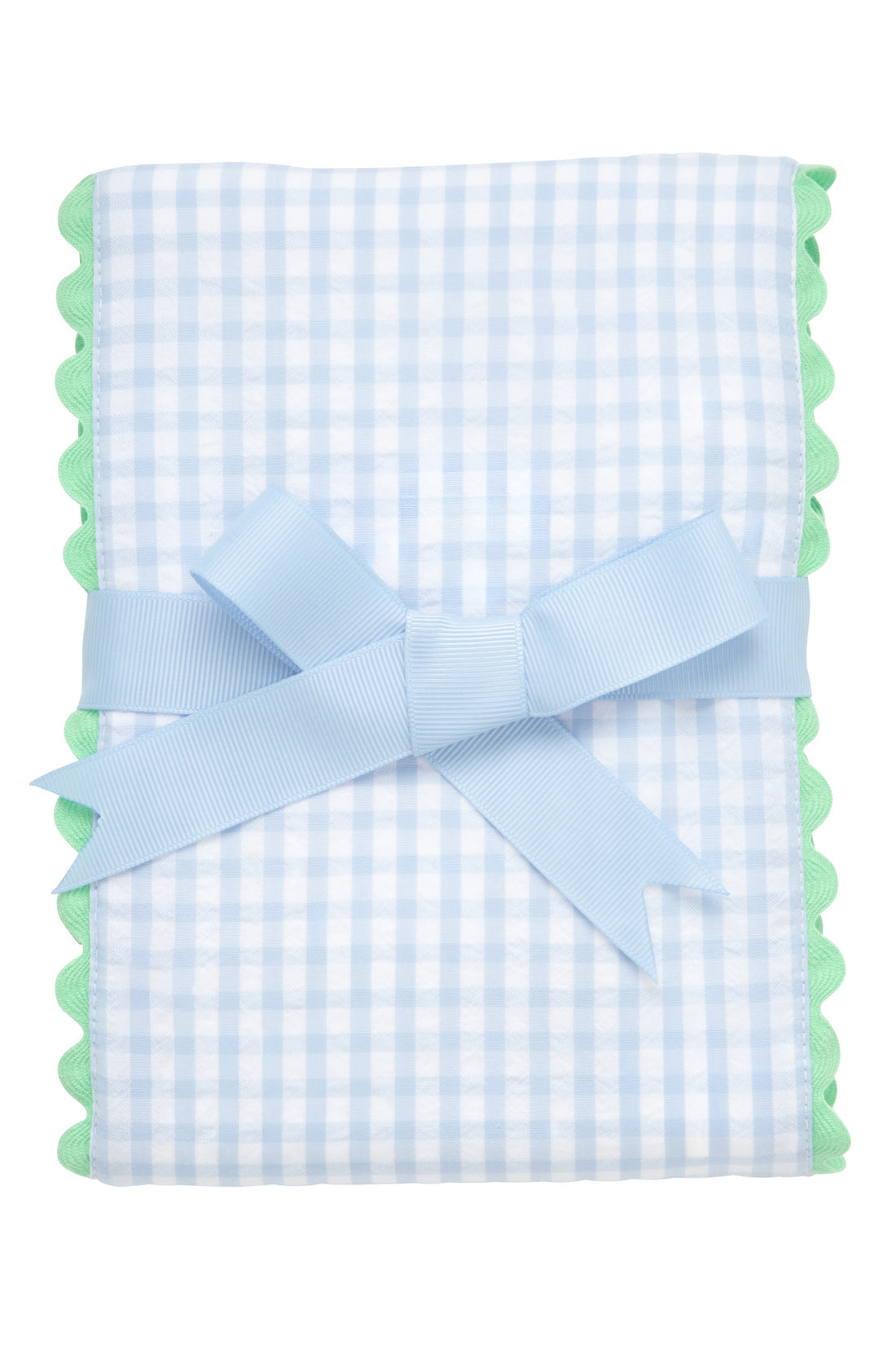 Big Check Fancy Fabric Burp Blue W/ Green
