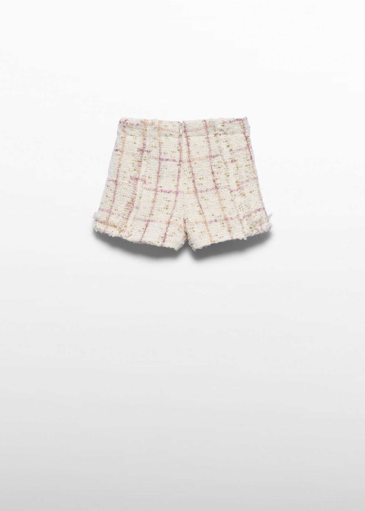 Ivory Checked Tweed Shorts