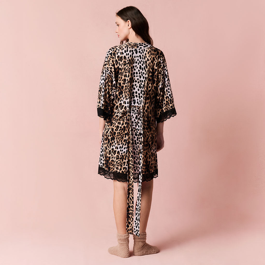 Loretta Leopard Women's Lace Robe