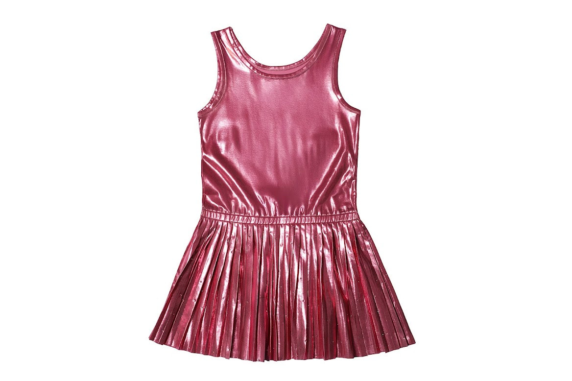 Pink Shimmer Pleated Dress