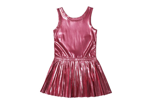 Pink Shimmer Pleated Dress
