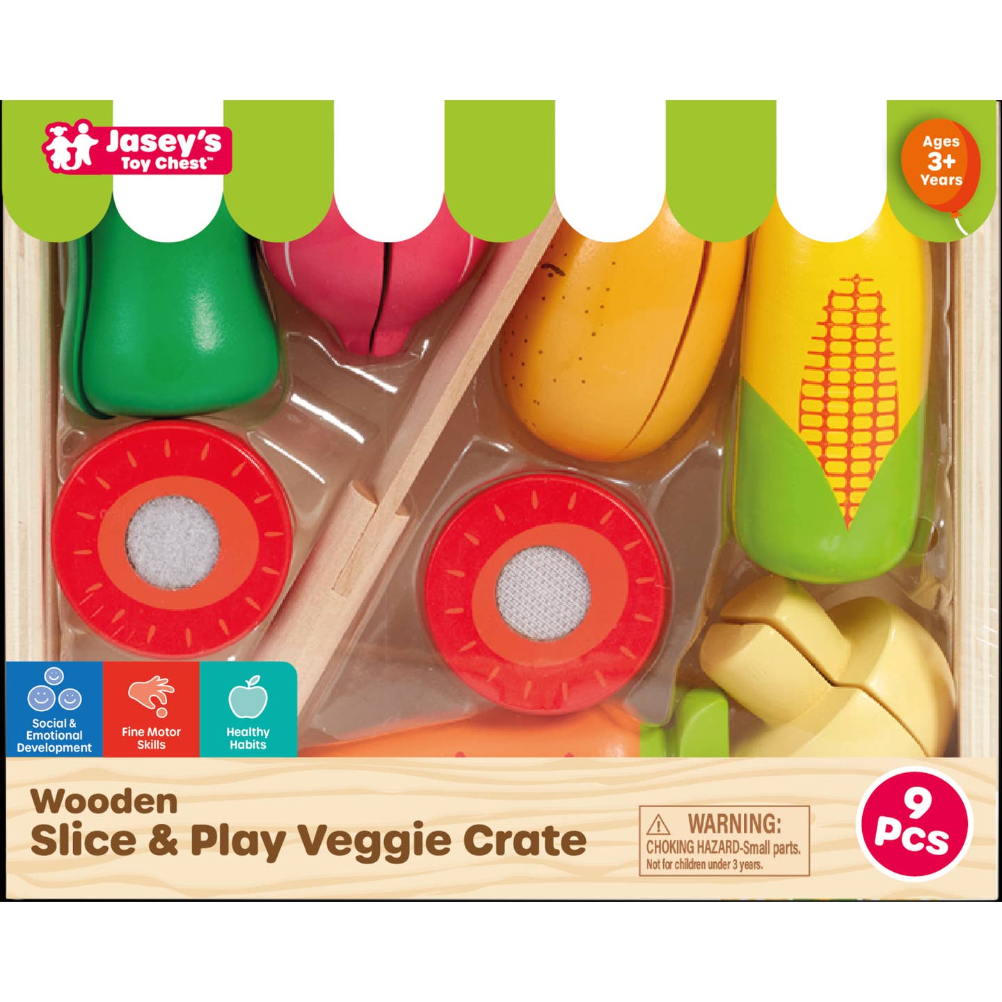Wooden Slice & Play Veggie Crate
