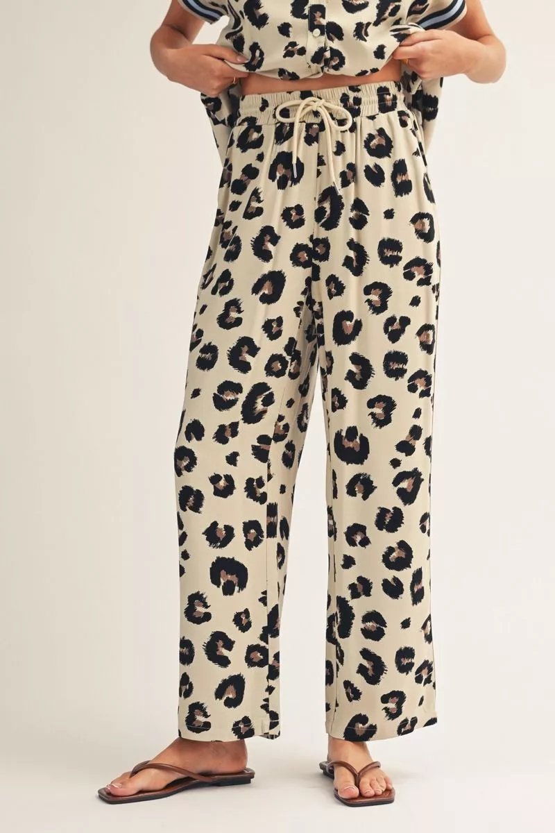 Cream/Blue Leopard Pant
