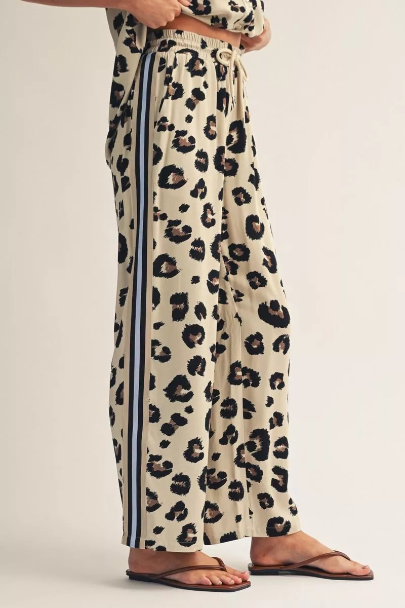 Cream/Blue Leopard Pant