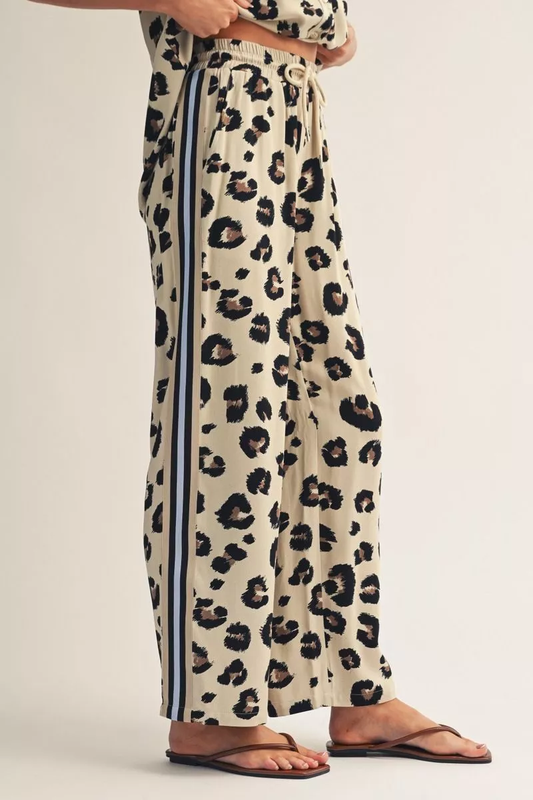 Cream/Blue Leopard Pant