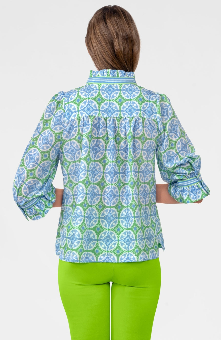 Kelly Peri Ruffleneck Tunic - Smell the Roses