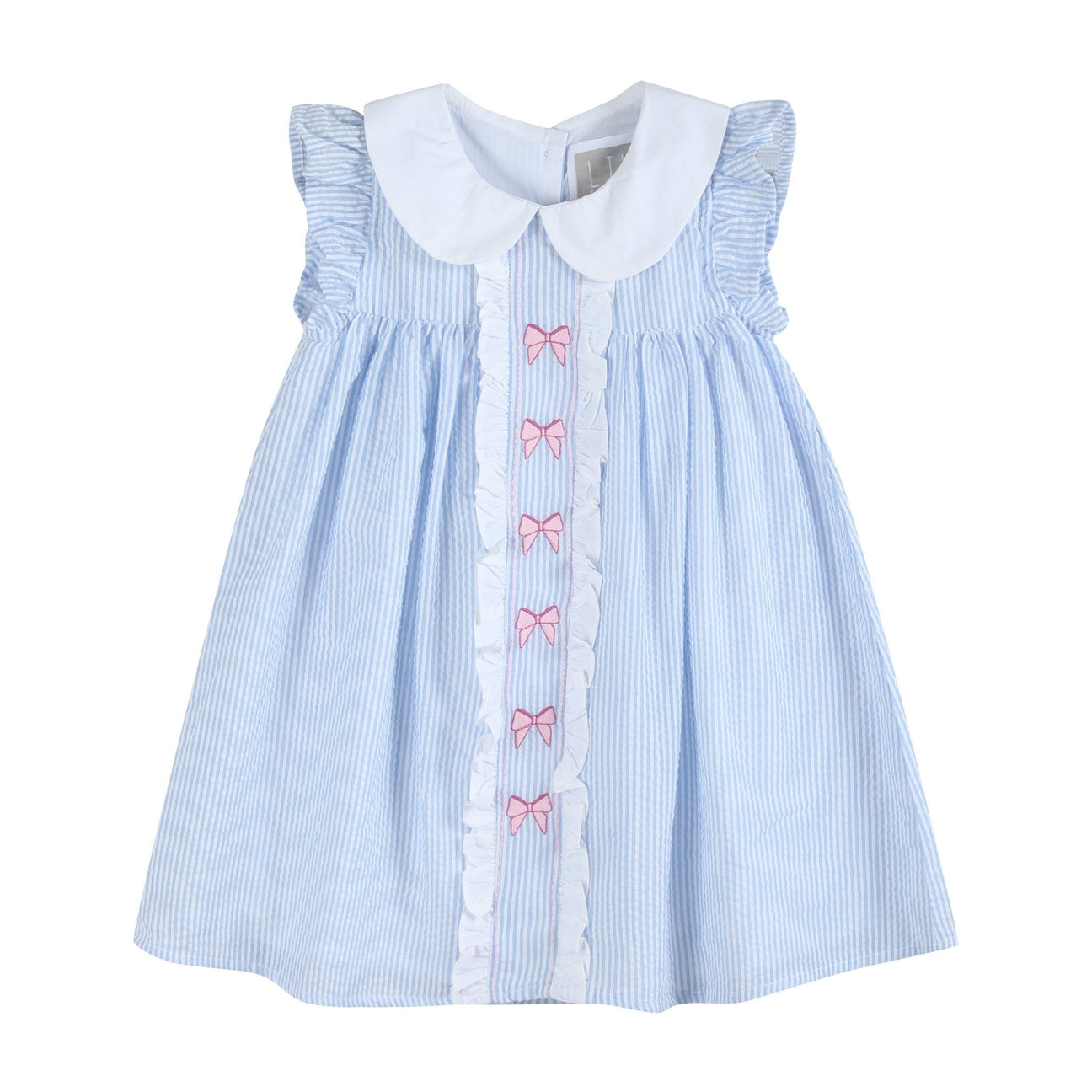 Blue/Pink Bow Ruffle Dress
