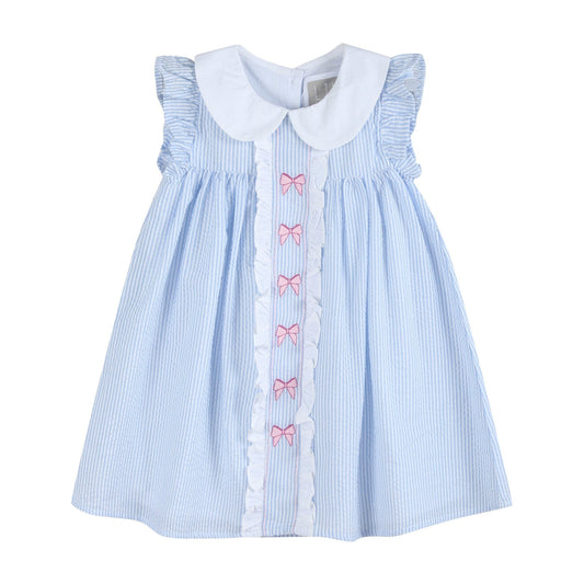 Blue/Pink Bow Ruffle Dress