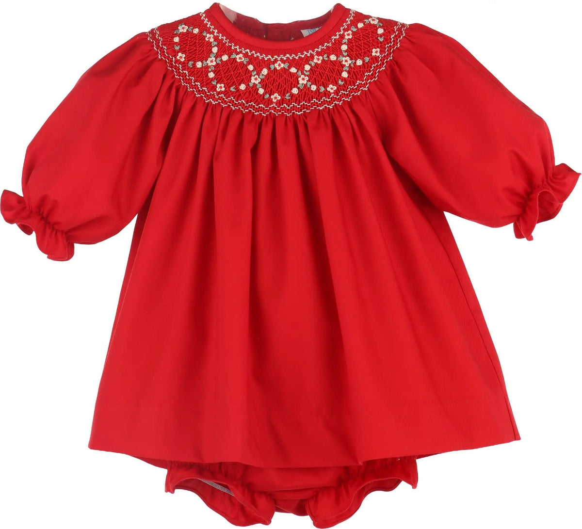 Red Classic Smocked Bishop Dress Set