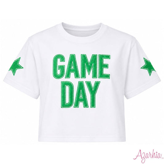 Green Shimmer Game Day Star Tee