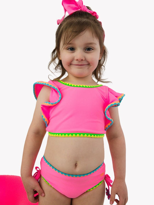 Neon Pink Crochet Butterfly Tankini