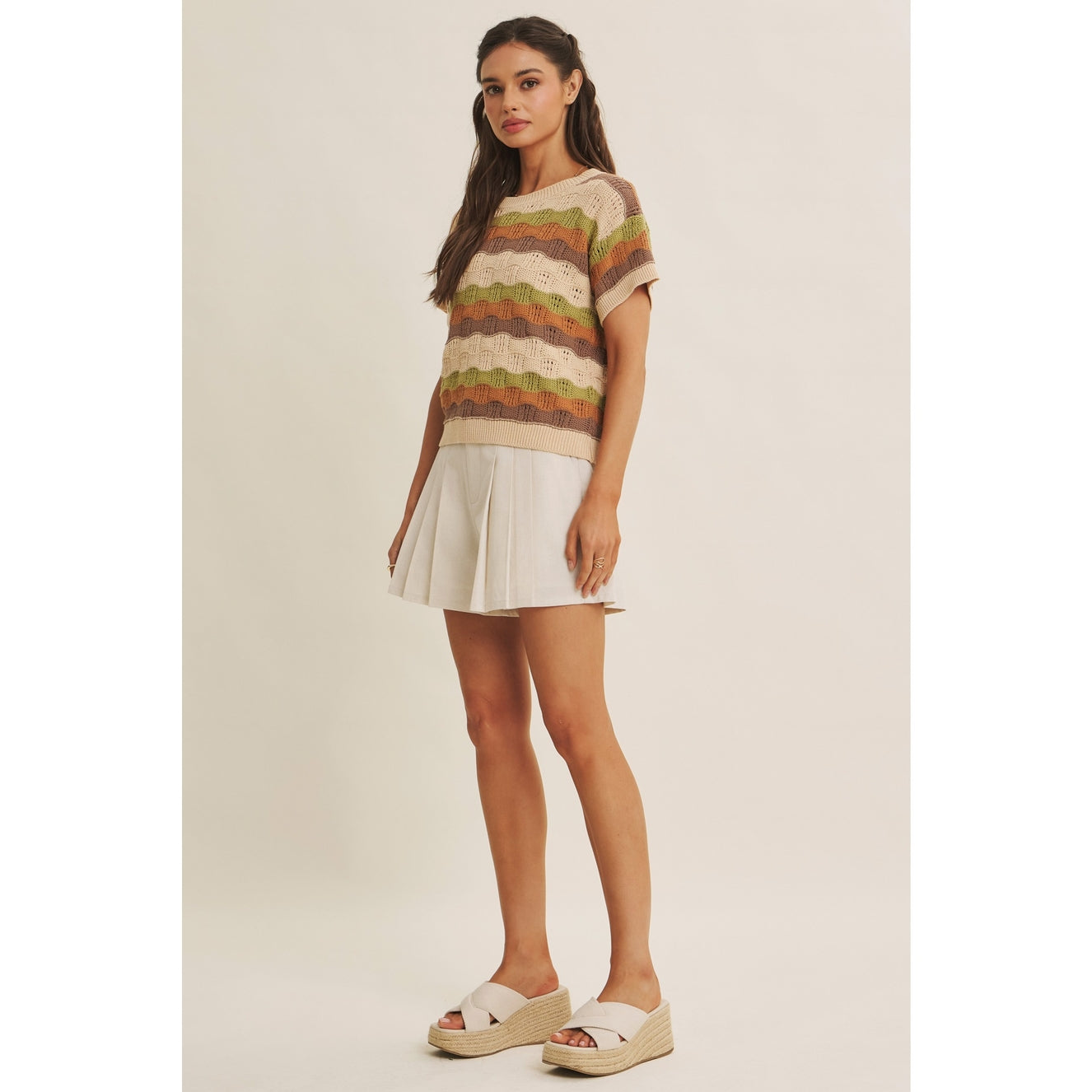 Retro Multi Stripe Crochet Sweater