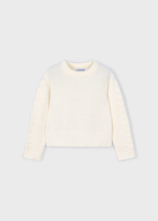 Ecru Fur Knit Sweater