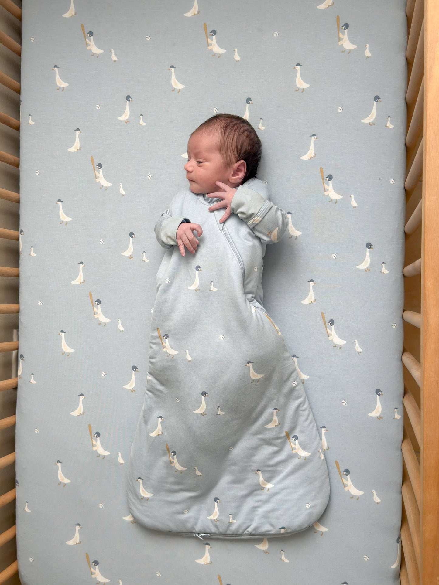 Baseball Goose Bamboo Crib Sheet
