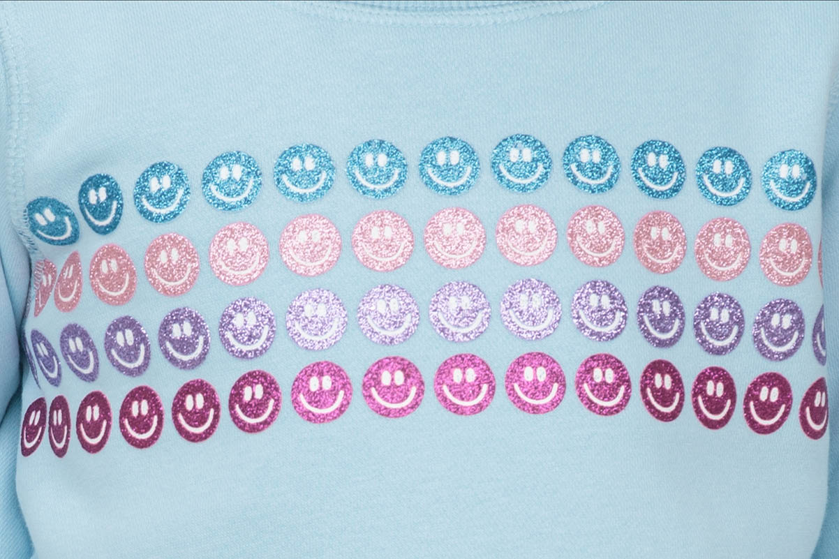 Glitter Smiley Sweat Suit Set