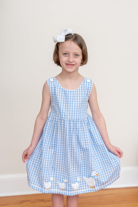 Blue Gingham Goose Dress