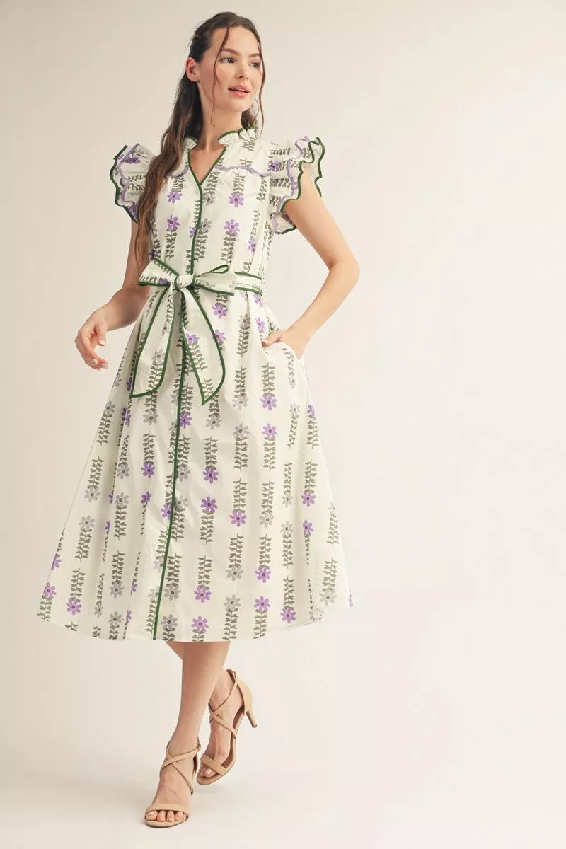 Floral Flutter Midi Dress