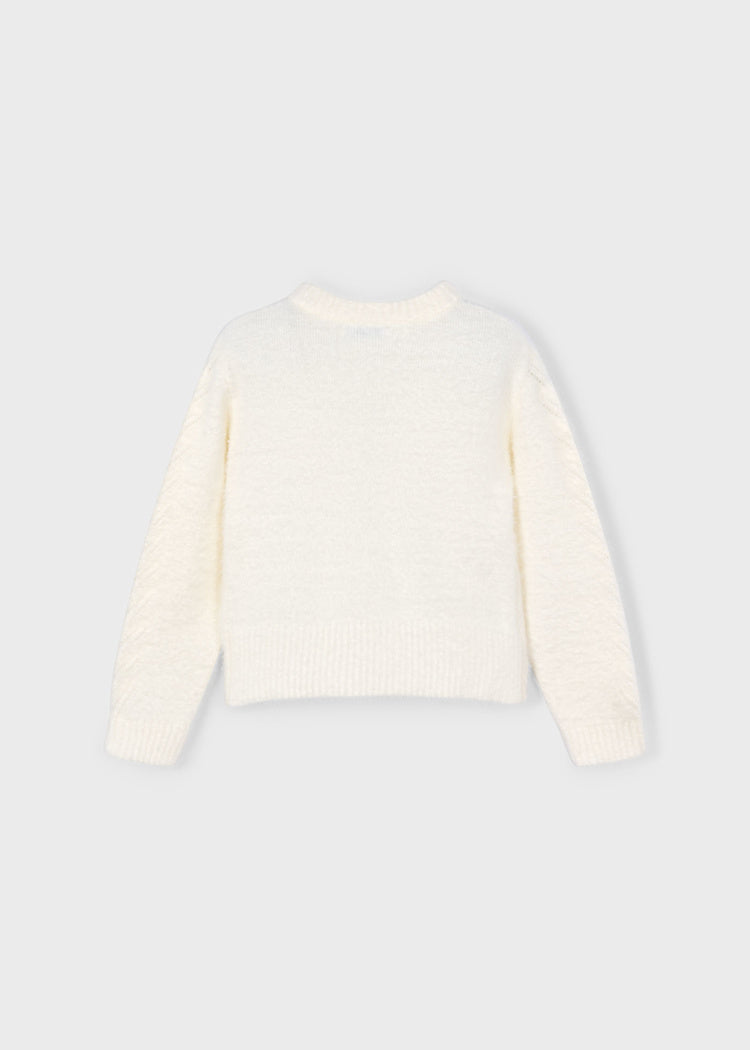 Ecru Fur Knit Sweater