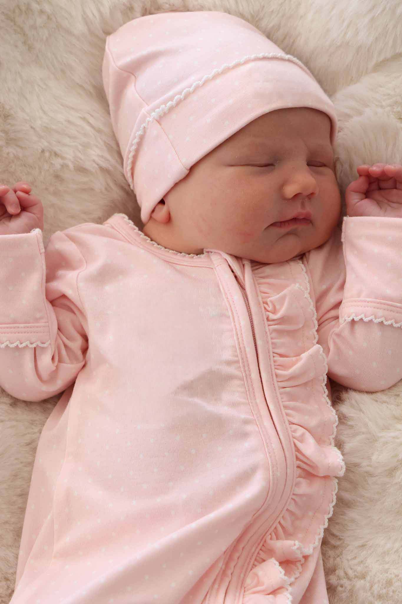 Pink Picot Trim Bamboo Hat