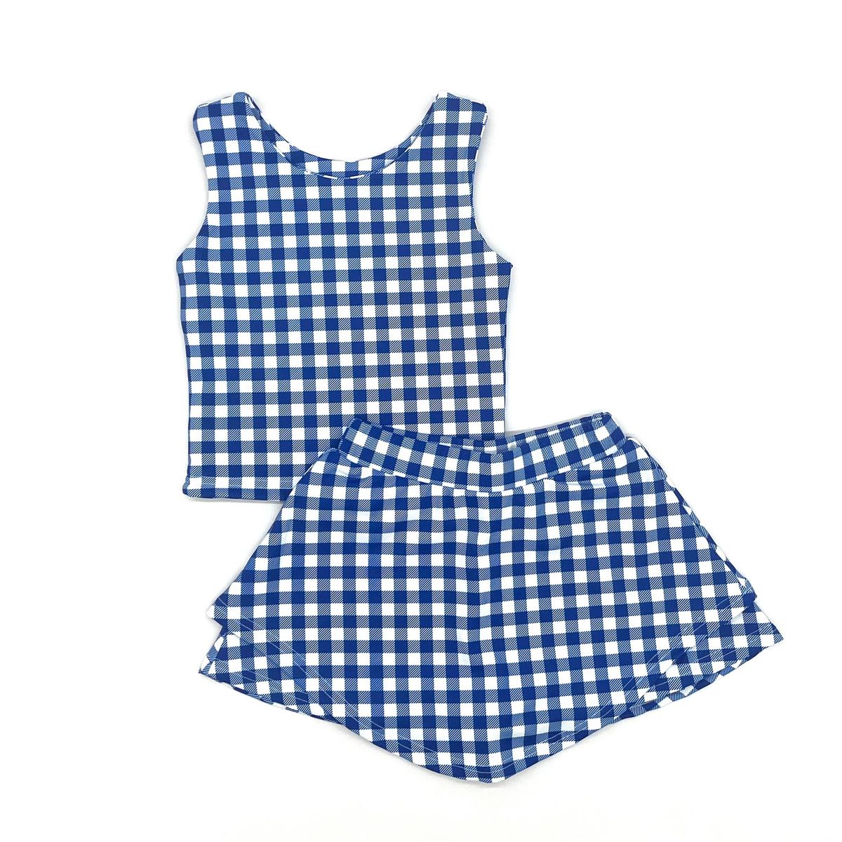 Blue Gingham Athletic Skort Set