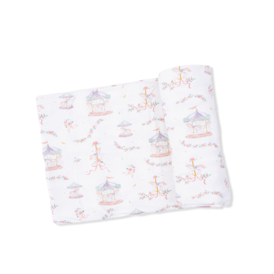 Carousel W/ Bows Swaddle Blanket