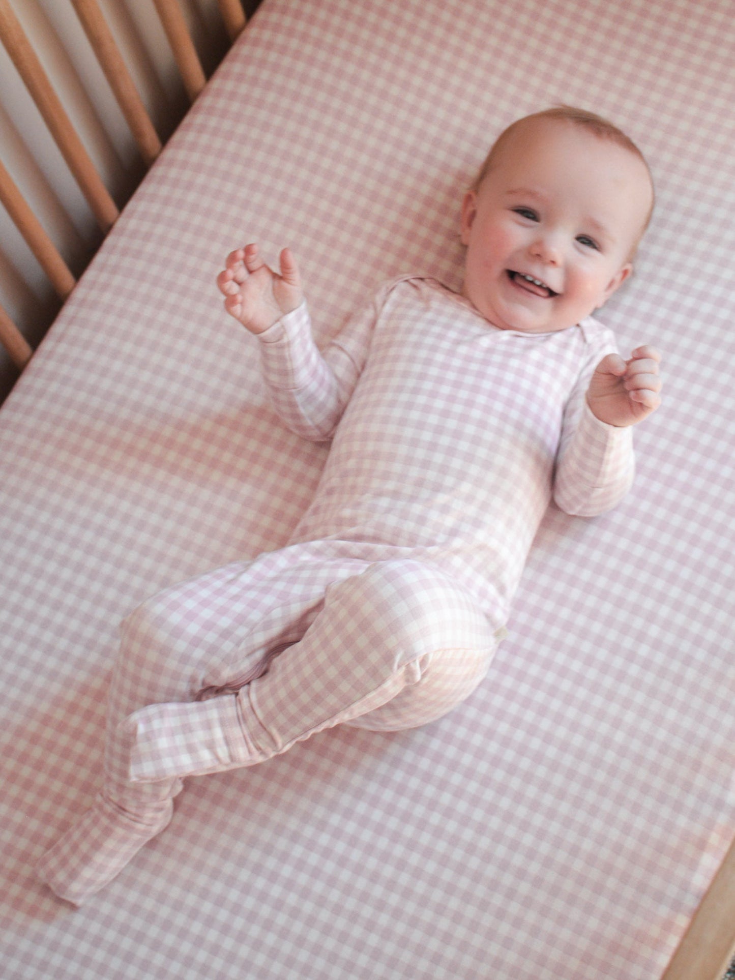 Pink Gingham Convertible Footie