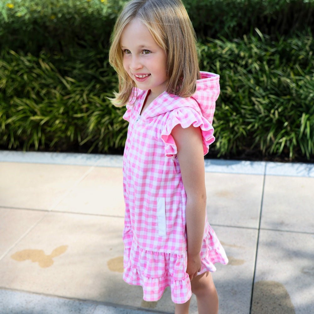 Pink Gingham Ruffle Cover Up