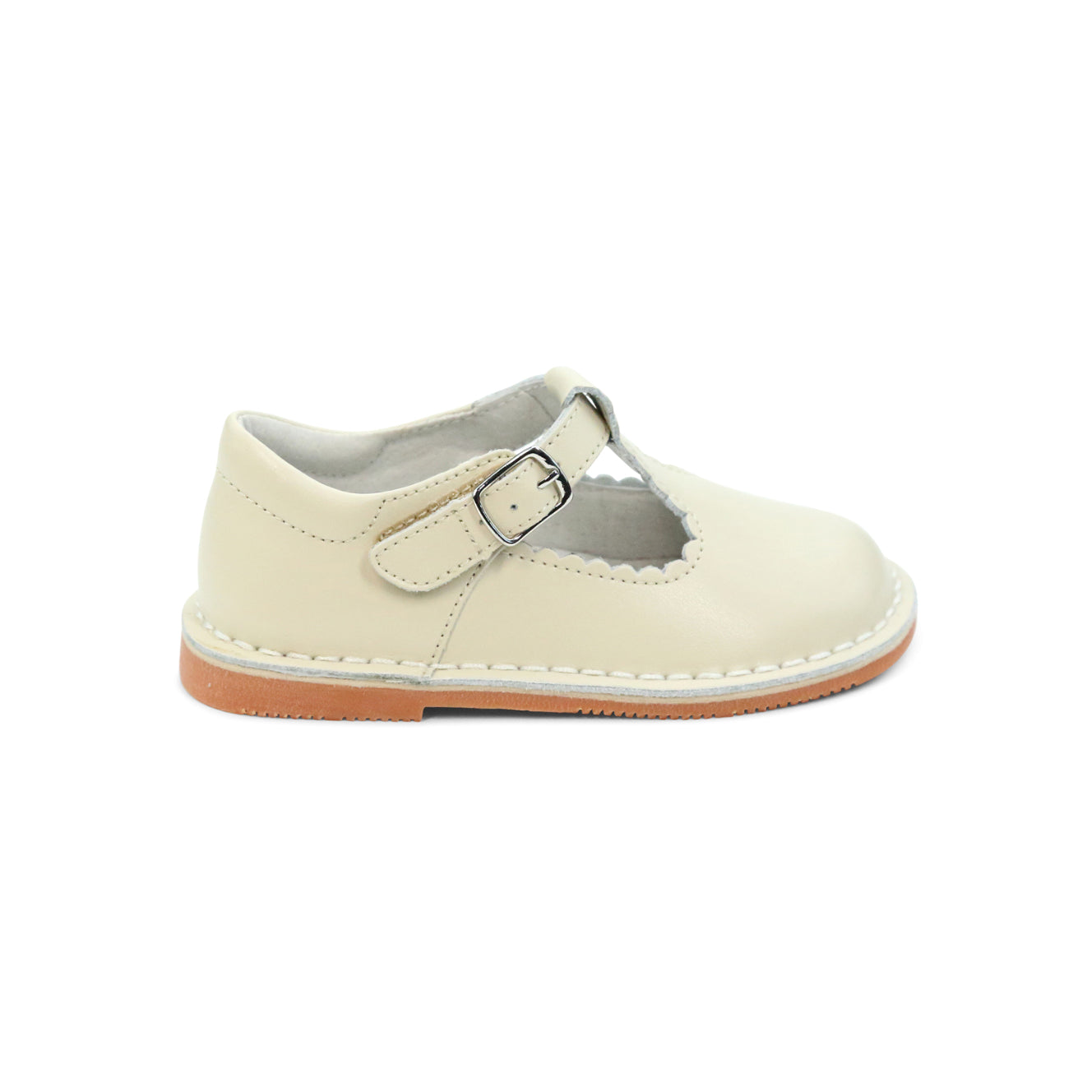 Oatmeal Selina Scalloped T-Strap