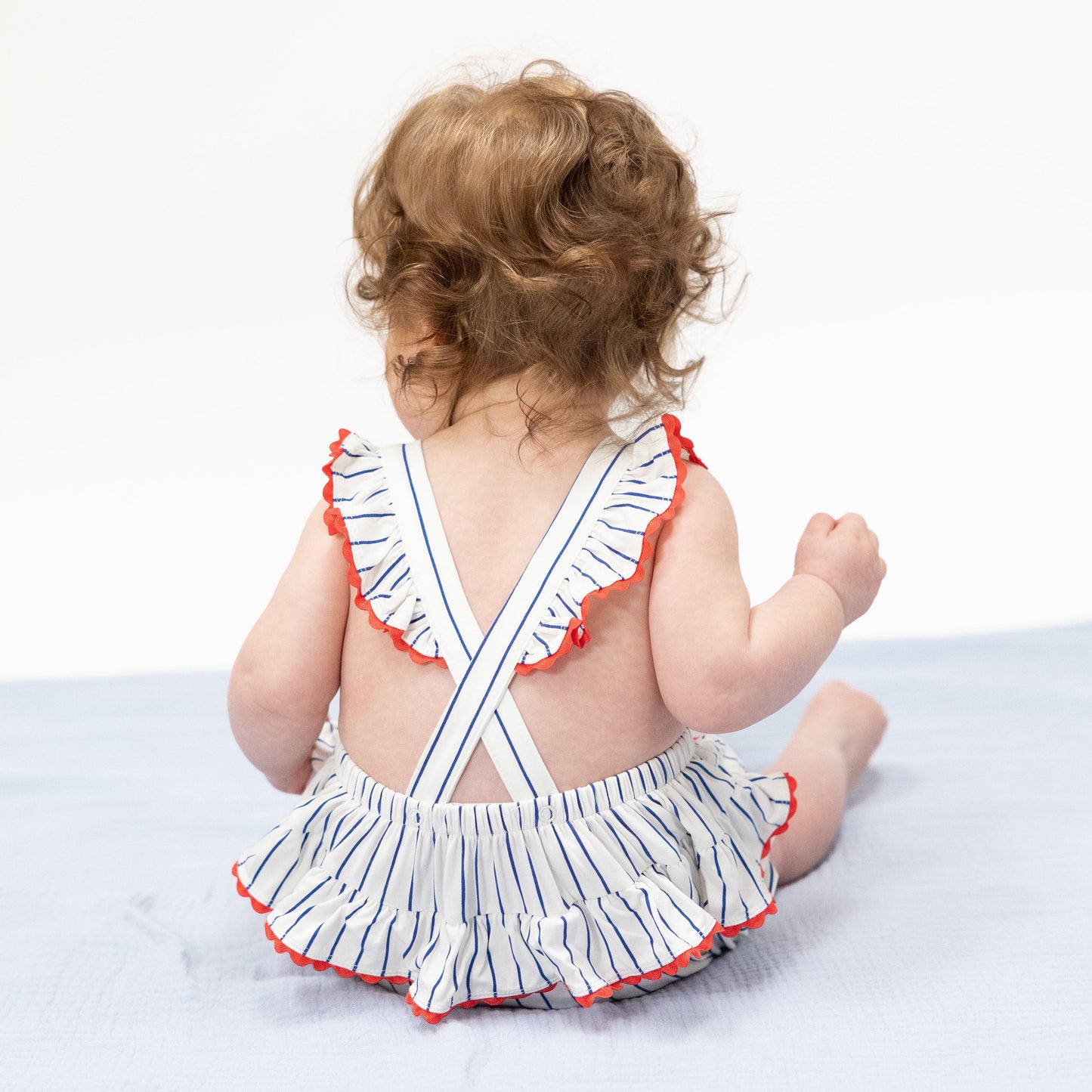 Baseball Stripe Ruffle Sunsuit