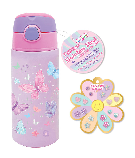 Pop Open Water Bottle - Tie Dye Butterfly