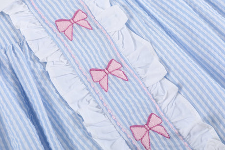 Blue/Pink Bow Ruffle Dress