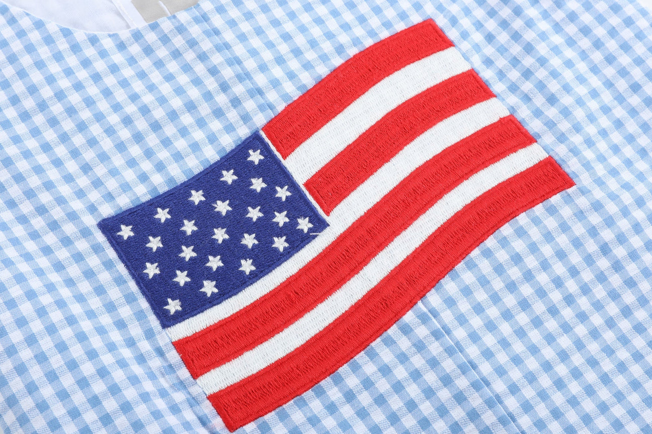 Gingham American Flag Shortalls