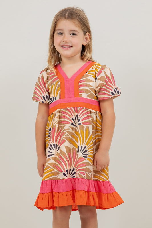 Palm Print Contrast Dress