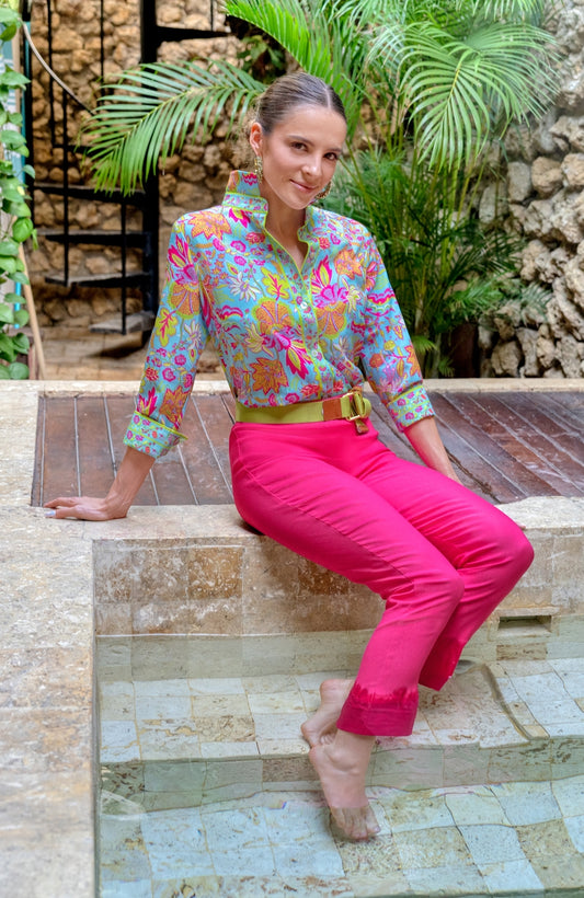 Mystic Turq Boyfriend Shirt - Blooming Party