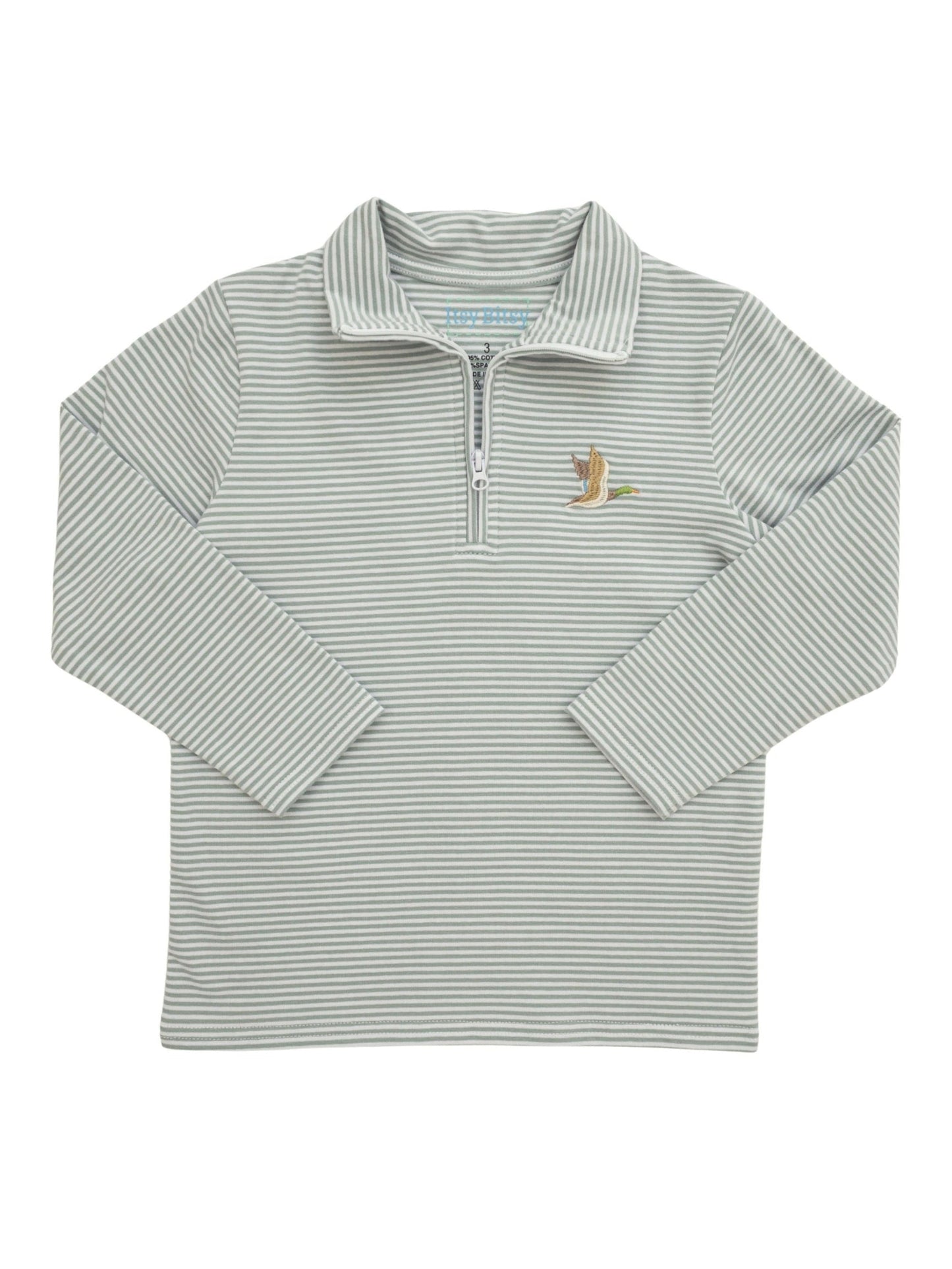 Green Stripe Mallard 1/4 Zip Pullover