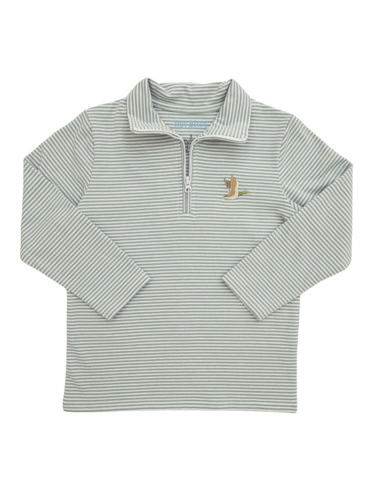 Green Stripe Mallard 1/4 Zip Pullover
