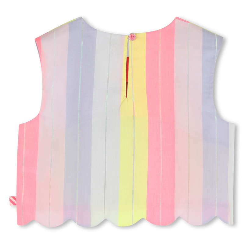 Neon Striped Scallop Blouse