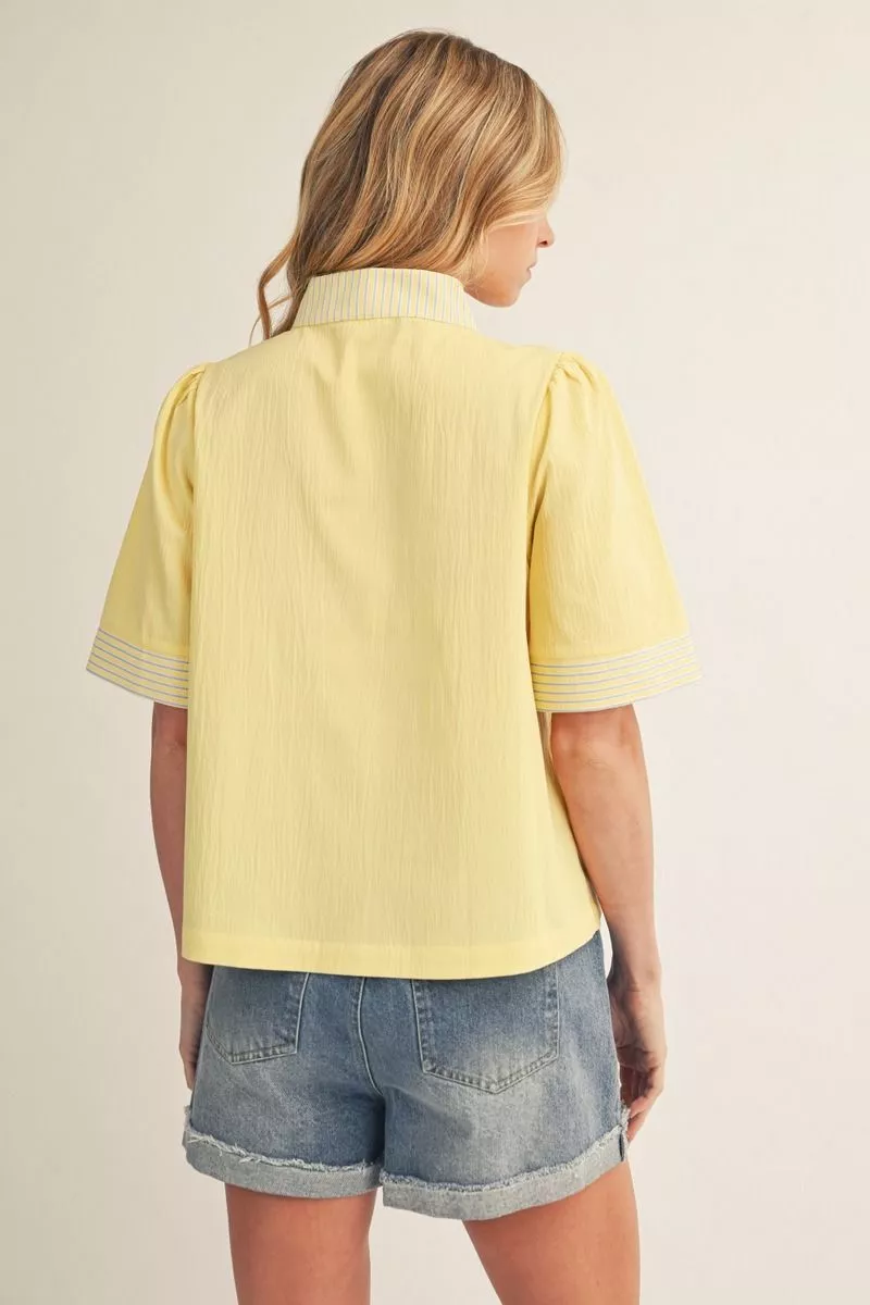 Butter Yellow Crinkle Top