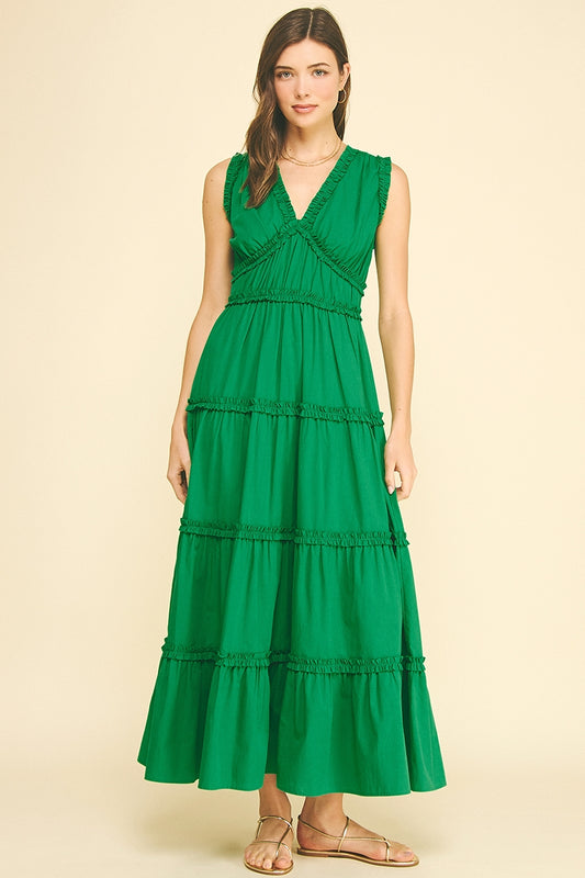 Kelly Green Tiered Maxi Dress