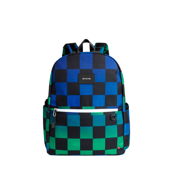 Blue Checkerboard Kane Double Pocket Backpack