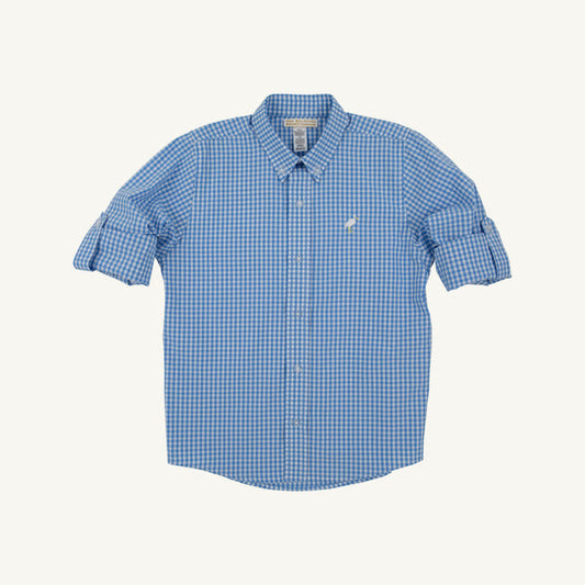 Sunrise Blvd Blue Mini Gingham Dean's List Dress Shirt