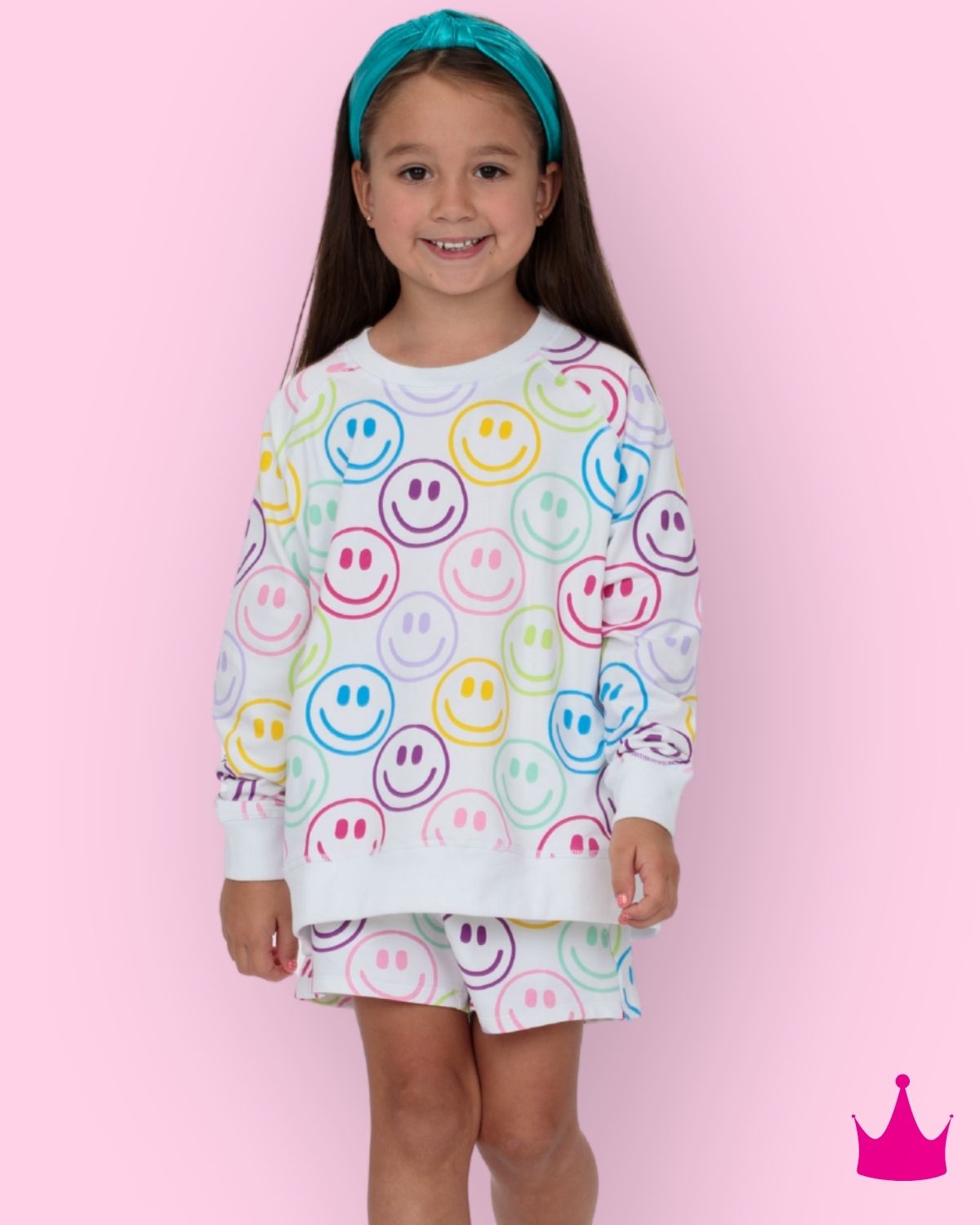 Bright Smiley Faces White Oversized Sweatshirt