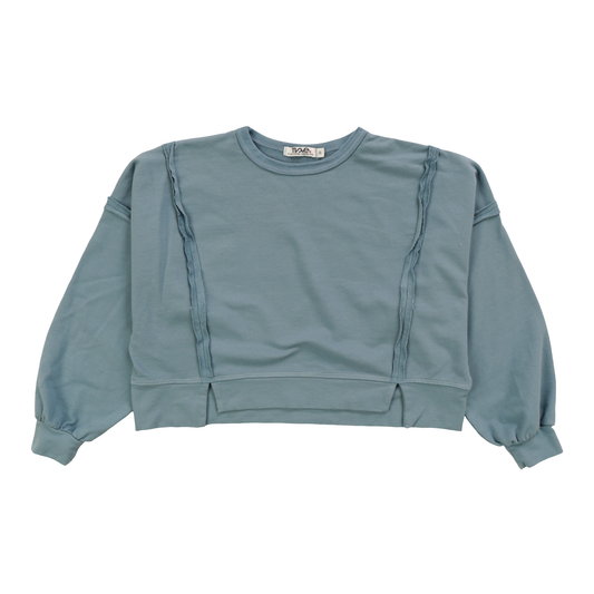 Wash Blue Raw Edge Pullover