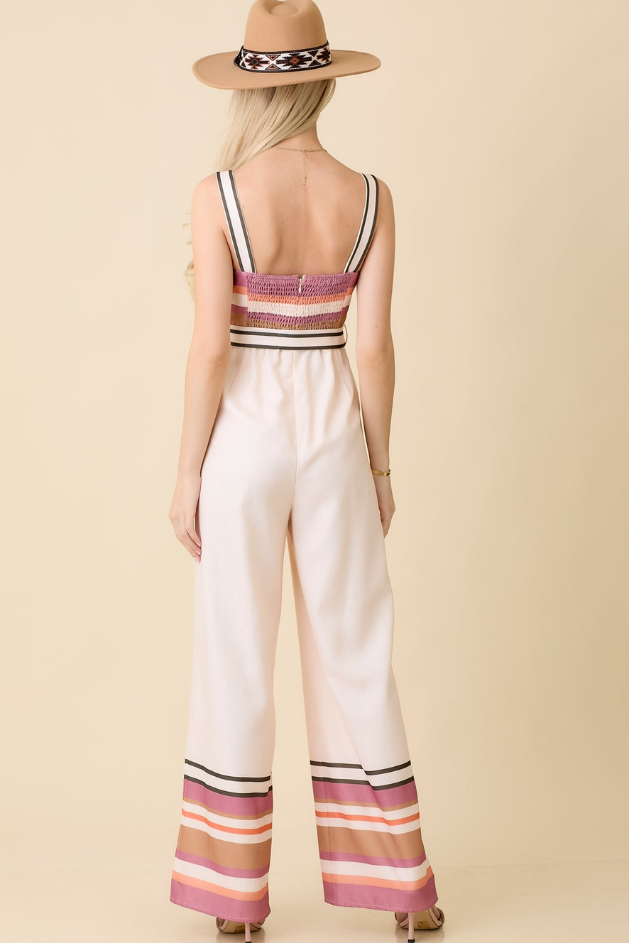Neutral Multi Stripe Jumpsuit