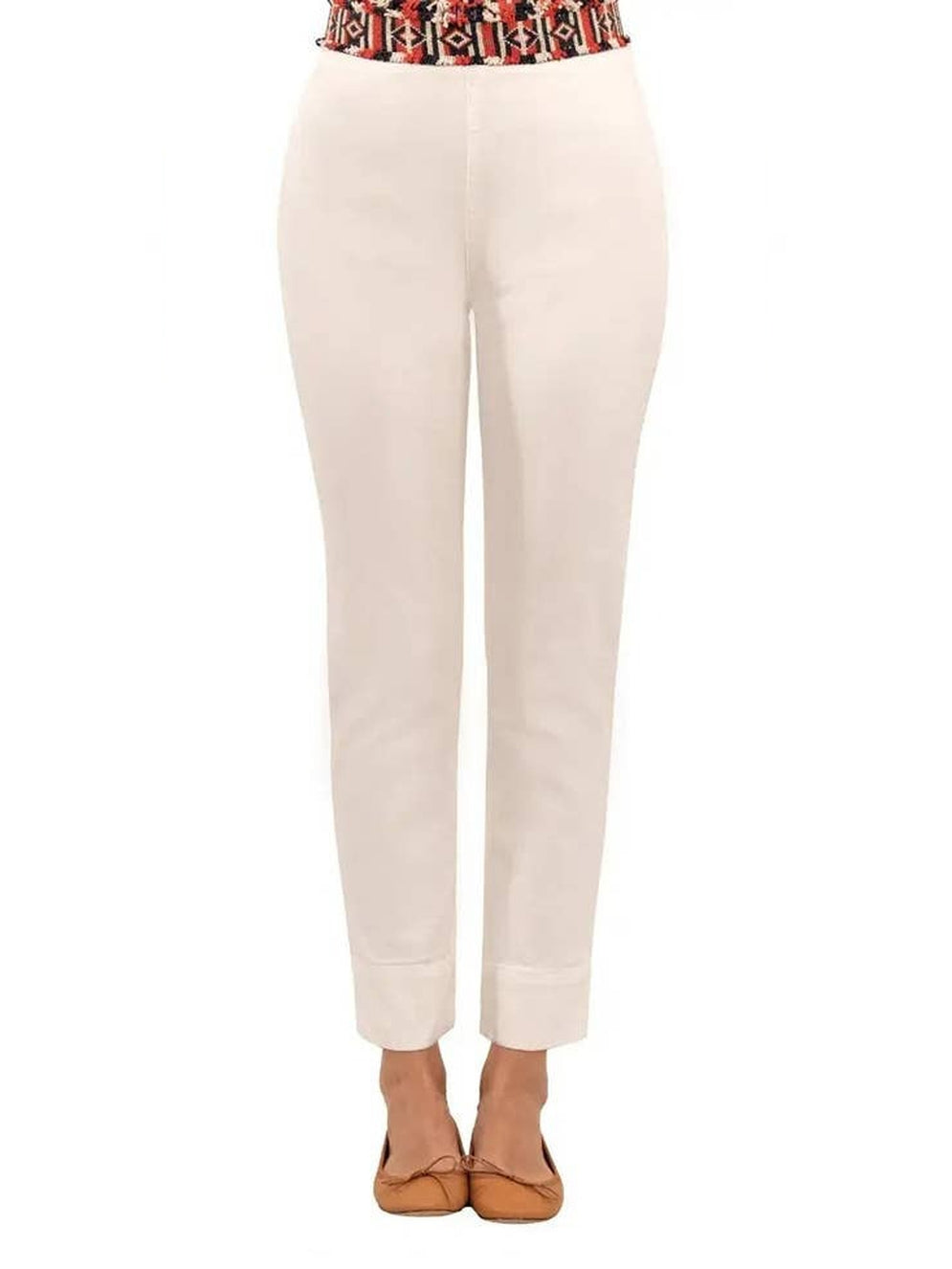 White Gripeless Denim Pull On Pant