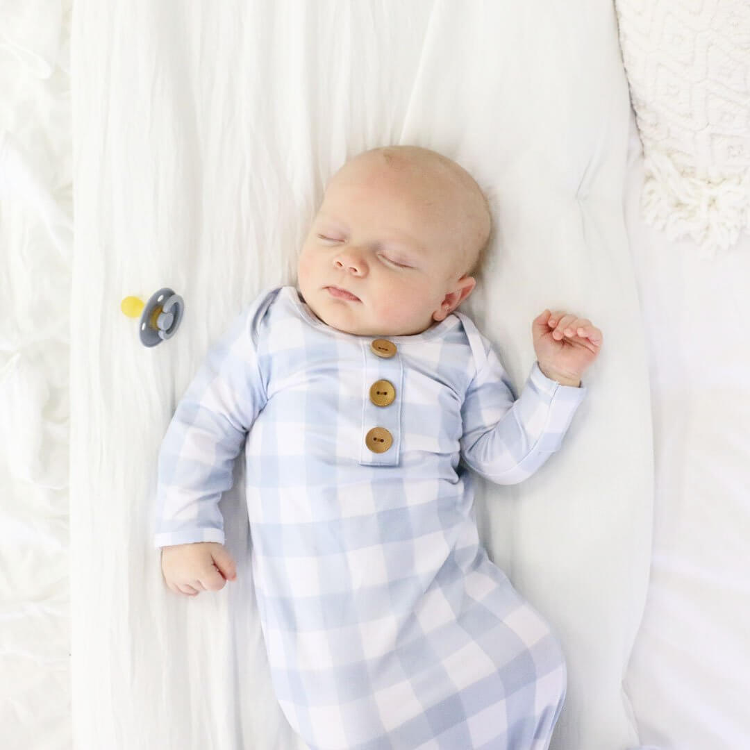 Blue Gingham Knot Gown Set