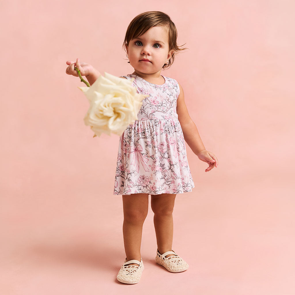 Irene Bow Back Twirl Bodysuit Dress