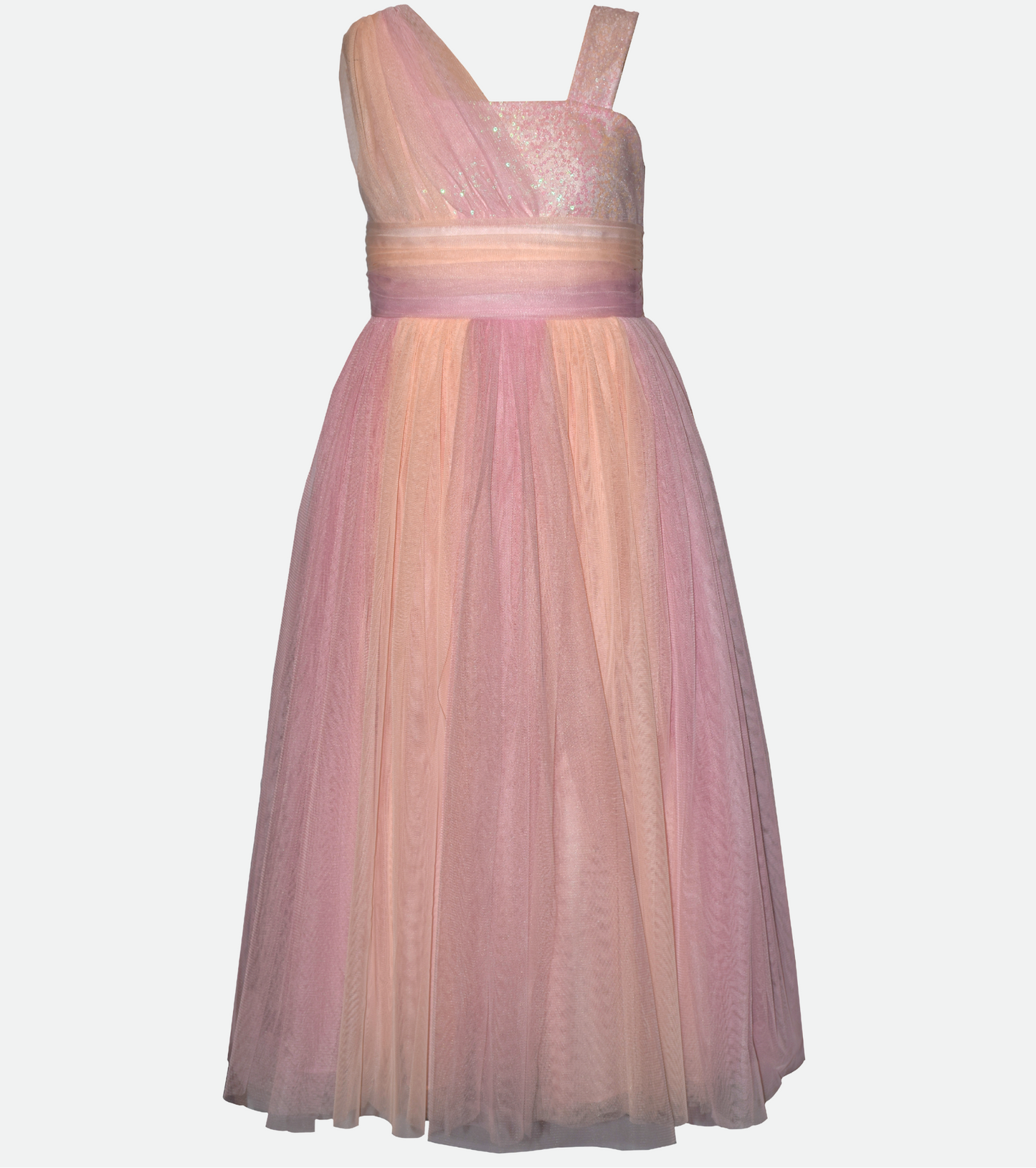 Pink Ombre One Shoulder Gown